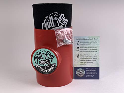Chill-N-Reel - Fishing Can Cooler With Attached Hand Line Reel | As Seen On Shark Tank | Fits 12Oz Beer & Soda Drink Insulator Sleeve Or Coozie | Fun Fishing Gift (Crimson) #TOP1