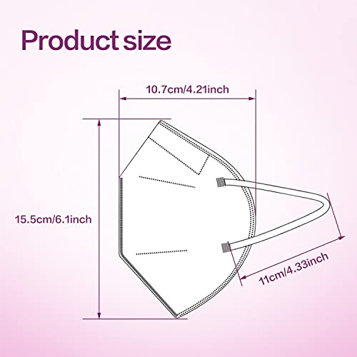 Miuphro KN95 Face Mask 50 Pack, Disposable Respirator Masks, 5 Layer Design Safety Mask for Protection, Ideal for Men and Women (White) - Image 3