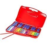 BQKOZFIN Xylophone 25 Notes with 2Pcs Child-Safe Mallets and Hard Case, Glockenspiel Xylophone for Kids, Professional Percussion Instrument for Student Beginners, Music Teaching(Red)