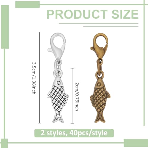 Breloques poisson fabrication bijoux pendentifs alliage 80x - 2