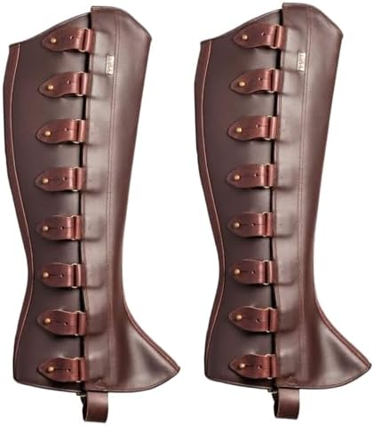 Par De Armadura De Pierna Medieval De Cuero PU – Fundas Para Botas Renacentistas, Ajustables, Circunferencia 40 Cm, Ideales Para Cosplay, Fiestas Y Halloween