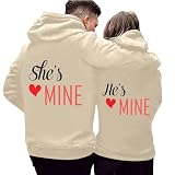 Pärchen Pullover Partner Hoodie Kapuzenpullover für Herren und Damen Couple Pullis - Liebe Sweatshirt Weihnachten Hoodies Lustige Ausgefallene Drucke Partnerpullover Partnerlook Weihnachtspullover
