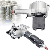 LHUITUI Pneumatic Steel Strapping Kit, Pneumatic Steel Strapping Machine, Industrial Metal Strapping Machine, with Tensioner and Cutter Sealer, 19/25 / 32 mm Width, for Heavy Pallet Packaging 32mm