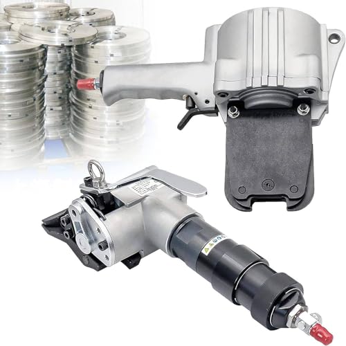 LHUITUI Pneumatic Steel Strapping Kit, Pneumatic Steel Strapping Machine, Industrial Metal Strapping Machine, with Tensioner and Cutter Sealer, 19/25 / 32 mm Width, for Heavy Pallet Packaging 19mm