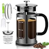 YMMIND French Press Coffee Maker (34oz 1Quart 5-6Cup) Coffee Press, with 4 Filters System, Heat Resistant Thickness Borosilicate Glass, Cold Brew Coffee Tea Pot Gifts (Bright Black)