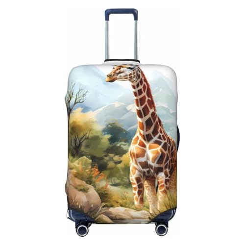 Giraffes and Trees Print Luggage Cover Washable Elasticated Suitcase Covers TSA Approved Stylish Dust and Scratch Resistant Case Protector for Kids and Adults