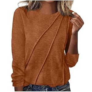 Dademeo Long Sleeve Shirts Womens Casual Crewneck Pleated Business Work Tunic Tops Lightweight 2024 Trendy Outfits Clothes