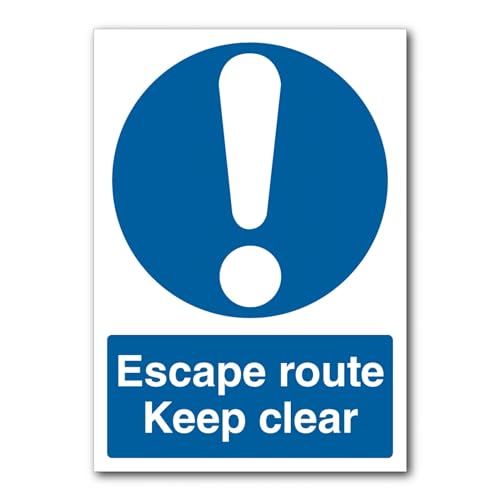 Escape Route Keep Clear Sign Fire Door Mandatory Metal Tin Sign 8 x 12 inch for Industrial & Commercial Series