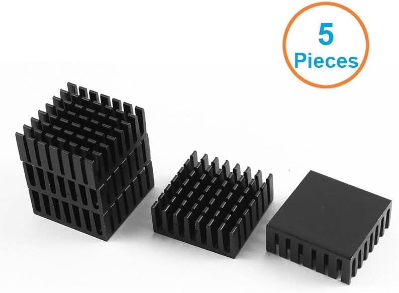 5pcs Black Aluminum Fin 28x28x11mm Cooling Heatsink, CPU, Graphics Card, 1W LED