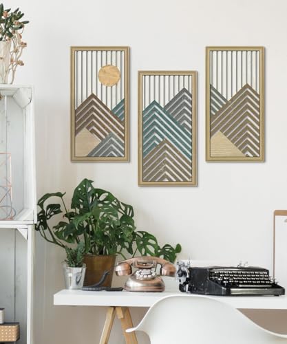 Panneaux muraux modernes triptyque montagne en MDF Putuo Decor - 4
