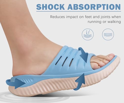 Image of KuaiLu Womens Recovery Sandals With Comfortable Plantar Fasciitis Support,Ladies Orthotic Open Toe Sport Slides Thick Cushion Reduces Stress on Feet,Joints & Back Post-Exercise