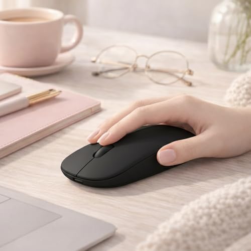 Sneezy Type-C Şarjlı Bluetooth Mouse MacBook iPad Laptop Uyumlu İnce Gövde Dongle ve Kablo Dahil Siyah - Görsel 2