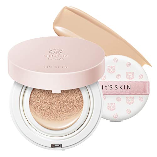It'S SKIN TIGER CICA Blemish Care Cushion SPF50+ PA++++ 15g (01 Light Skin) - Containing Centella Asiatica Blemishes & Acne Care Matte Finish Foundation Cushion, Reduce Redness with Great Coverage