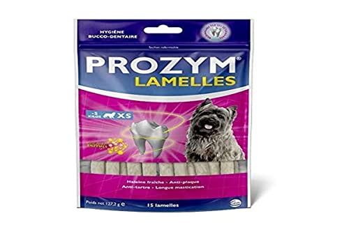 PROZYM Pack15 Lamelles pour Chiens - Soin Dentaire à mâcher - N°1 chez Les vétérinaires - Haleine fraîche - Anti-tartre - Anti-Plaque - Gencives saines - 15 Lamelles (XS)