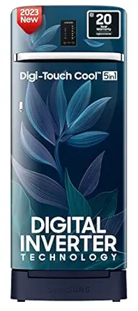 Samsung 215 L 4 Star Digi-Touch Cool, Digital Inverter Direct Cool Single Door Refrigerator (RR23C2F249U/HL, Paradise Blue, Base Stand with Drawer 2023 Model)