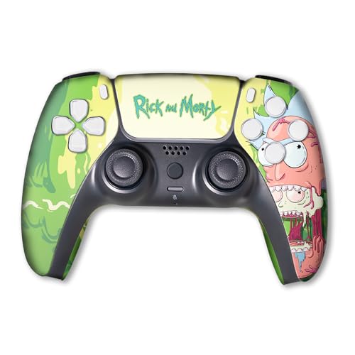 Image of Riccky Mortty Custom PS-5 Controller Wireless compatible with Play-Station 5 Console by BCB Controllers | Proudly Customized in USA with Permanent HYDRO-DIP Printing (NOT JUST A SKIN) (MODDED)