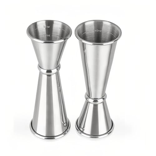 2-Piece Dual-Sided Bartending Jigger Set - 1oz & 2oz Measured Markings, 304 Stainless Steel, Food-Grade Cocktail Measuring Tool for Professional & Home Bars