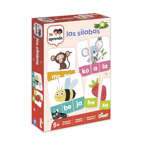 Diset, Las Sílabas, Juego Educativo para Aprender Las Letras y el abecedario para niños a Partir de 5 años, Multicolor