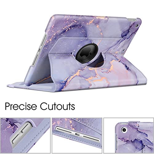 Image of Fintie Rotating Case for iPad 9th Generation (2021) / 8th Generation (2020) / 7th Gen (2019) 10.2 Inch - 360 Degree Rotating Stand Cover with Pencil Holder, Auto Wake Sleep, Lilac Marble
