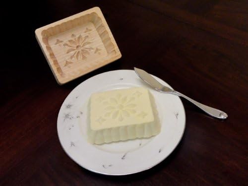 Wooden Butter Mold - Rectangle w/Star Top & Scalloped Edges