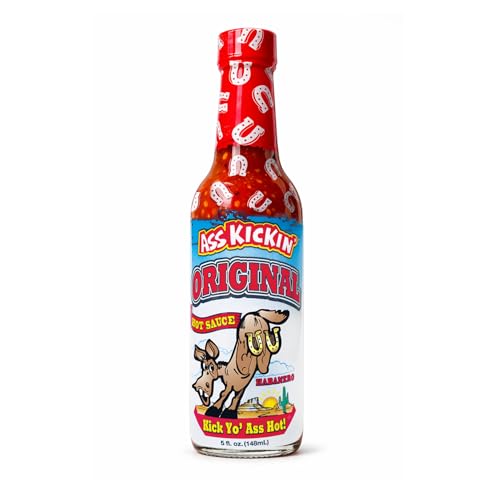 Ass Kickin’ Original Habanero Hot Sauce (5 oz) – Serrano & Habanero Blend – Medium Heat Gourmet Hot Sauce for Tacos, Wings & Pizza