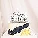 Black Happy Birthday Cake Topper Acrylic Unique Font Design Cake Decoration for Party Celebration Supplies (Black 2#)