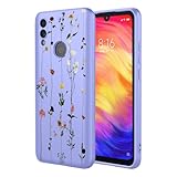 KOARWVC Phone Case for Redmi Note 7 Pro/Redmi Note 7 Case, Redmi Note 7S Case Cute Flower Pattern Design Slim Protective Soft TPU Bumper Phone Cover for Xiaomi Redmi Note 7 Purple Garden