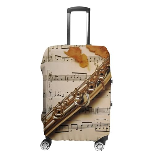 Flute Music Luggage Cover, Washable Elastic Suitcase Cover Protector Fit 18-32 Inch Luggage