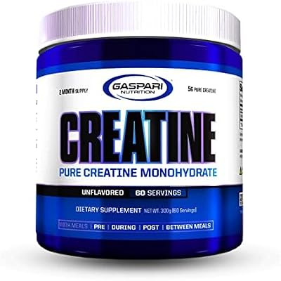 Gaspari Nutrition Pure Creatine Monohydrate, 5g of Pure Creatine, Boost Muscle and Size (Unflavored, 60 Servings)