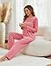 EWIGELIEBE Womens Pajama Sets 2 Piece Loungewear Pj Set with Pockets Comfy Lounge Sets Sleepwear Cotton Ladies Pleated Sleep Set Long Sleeve Pink XX-Large