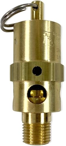 Brass, 1/8" NPT Industrial Hard Seat Safety Pressure Relief Valve, Made In The USA (150 PSI / 129 SCFM)
