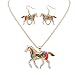 Charms Enamel Rainbow Horse Pendant Necklace with Earrings Jewelry Sets
