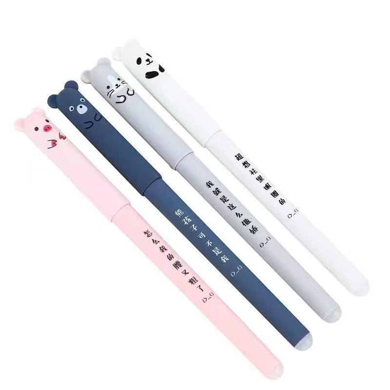 Set de 4 bolígrafos de gel con diseños kawaii de animales