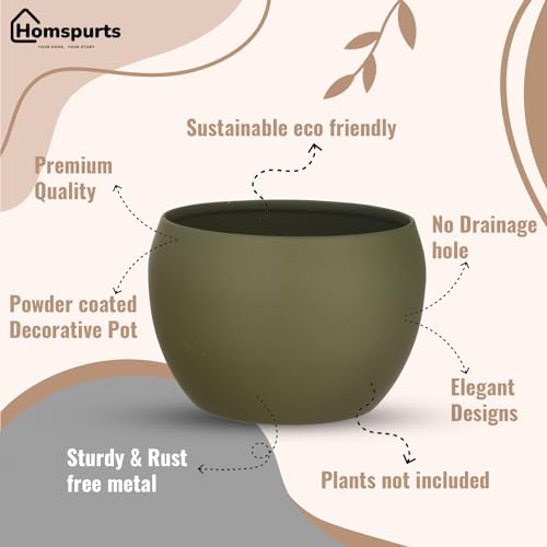 Image of Elegant Green Matte Finished Tabletop Planters Pots for Plants Flowers, Living Room Drawing Room Balcony Office Decoration Ideas for Plants Set of 3 (Plants not Included)