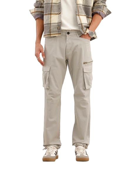 wrogn Men's Stretch Cotton Trousers | Solid | Straight Fit-picture-34