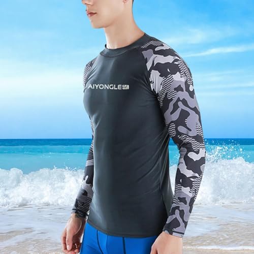 Camiseta de natación para hombre manga larga, camisa de surf, top para natación, secado rápido, poliéster suave, cómoda, protección, adecuada para surf y natación en la playa, talla M miniatura 4