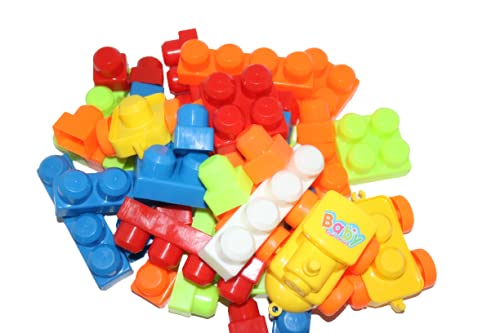 Vijaya Impex Multi Colored 56 PCs Mega Jumbo Building Blocks for Kids - Blocks Game for 3 Years Old Girls & Boys, Including Wheels,Train Engine Best Gift for Kids Toy, Multicolor