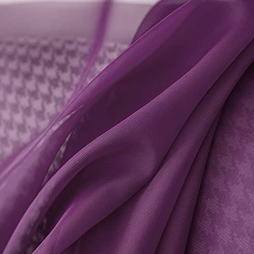 Miulee Luxury Window Scarf Sheer Voile Elegant Topper Long Window Valance Solid Window Treatment Swags Drapes For Window Ceremony Wedding Canopy Bed 54" X 216" Plum Purple #TOP6