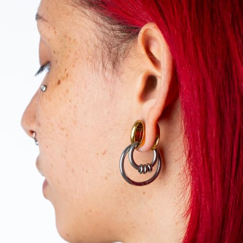 Pierced Owl - Gold Plated Stainless Steel Double Flared Tunnel Plug Earrings, Sold as a Pair4