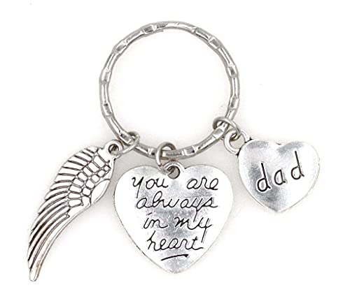 You Are Always in My Heart Angel Wing Remembrance Bereavement Memorial Sympathy Loss of Loved One for Children Child Son or Daughter, Dad Keychain 107K