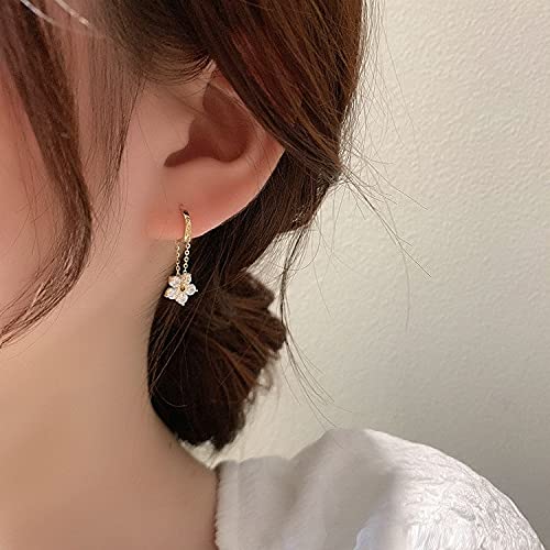 Gold Plated Hoop Earrings Crystal Rhinestone Hoop Earrings Crystal Flower Dangle Earrings Vintage Rose Flower Rhinestone Drop Earrings Hypoallergenic Earrings3