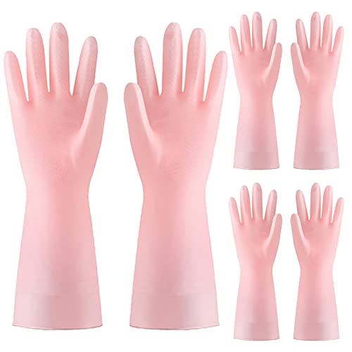 BAMFY Guantes Limpieza Guantes De Goma 3 Pares Reutilizable Guantes Fregar for Jardinería, Limpieza De Autos, Y Más Lavar Los Guantes (Color : Pink, Size : M)
