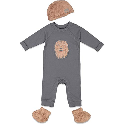 STAR WARS Chewbacca Baby Boys Coverall Costume Fur Booties & Hat 0-3 Months