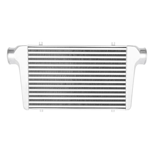 KONKENIE Universal Turbo Polished Intercooler Alumiunum Front Mount Intercooler with 3" Inlet&Outlet 5~50PSI Direct Replacement for All Cars Sliver (25"x12"x3" 3")