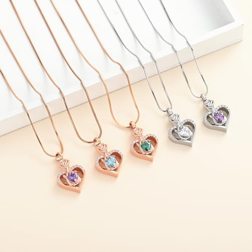 Collier funéraire pour cendres en forme de cœur et pierre de naissance