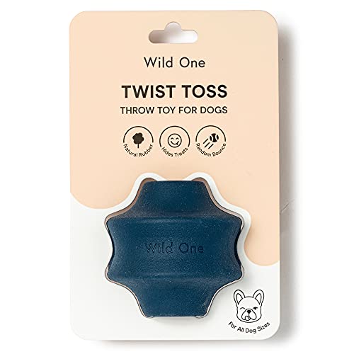 Wild One Twist Toss Dog Toy 100% Natural Rubber, Fun to Chew, Durable for Average Chewers, Fetch Toy, Treat Dispensing Blue