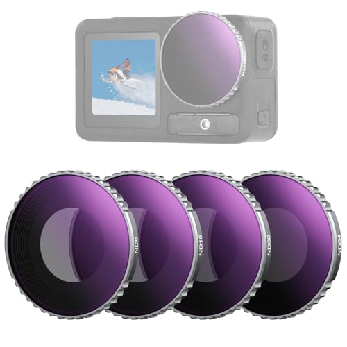 Image of NEEWER ND Filter Set Compatible with DJI Osmo Action 4 /Action 5 Pro (4 Pack), Screw On ND8 + ND16 + ND32 + ND64 Filter Kit Action Camera Accessories Multicoated HD Optical Glass, FL-B04