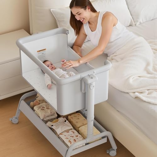 3-in-1 Baby Bassinet, Rocking Bassinet, Bedside Bassinet for Baby, Stable and Secure Bassinet...