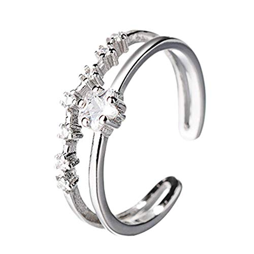 Bague pentagramme ouvert pour femmes - Bijou réglable en métal argenté