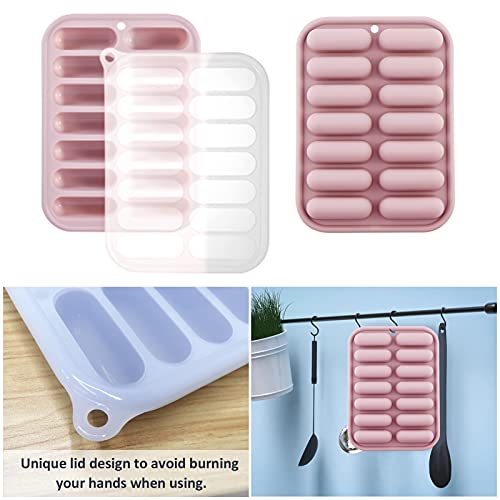 Juome Silicone Molds- 14 Cavity Granola Bars Molds, Energy Bar, Cereal Bar Molds, Silicone Bar Mold for Chocolate, Cereal, Brownie, Pudding, Eclair, Candy(2 pack)